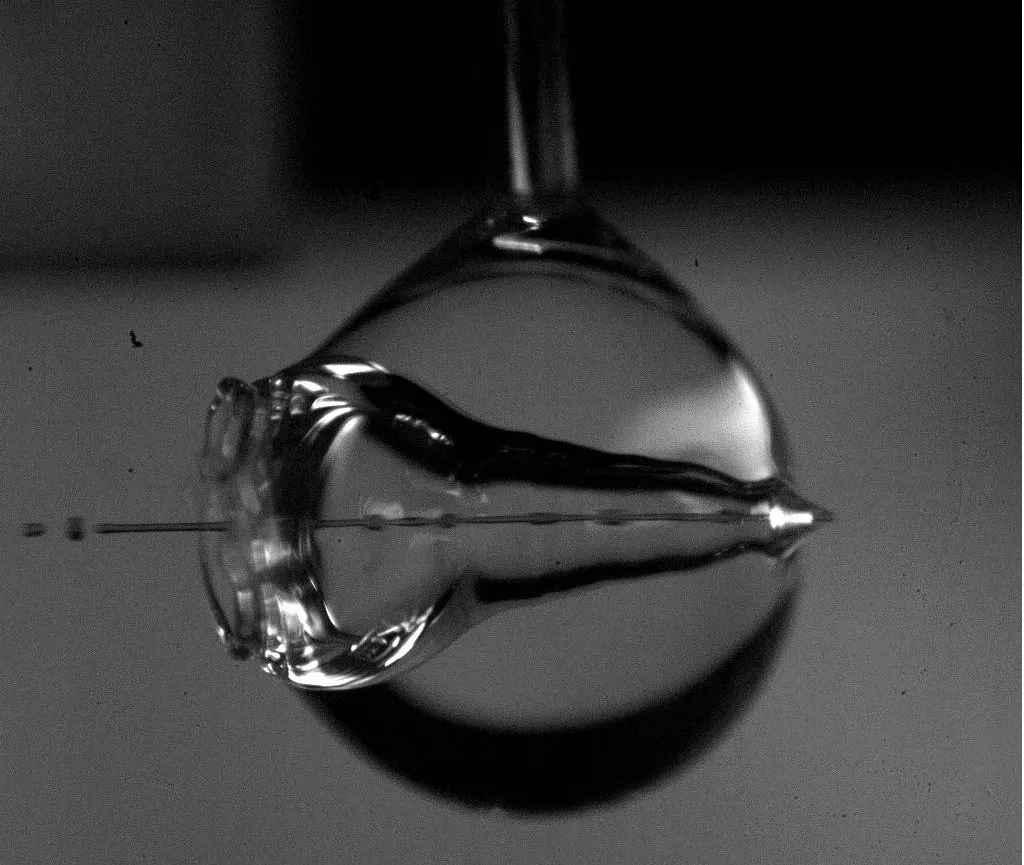 Jet hitting liquid droplet